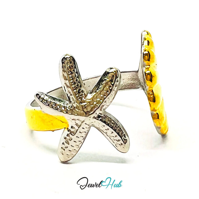 DuoTone StarShell Stainless Steel Ring · Adjustable OPQ · Ocean-inspired CA