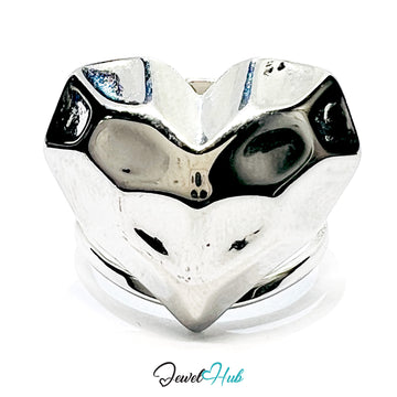 Silver heart-shaped charm on a white background with 'Jewel Hub' branding.
