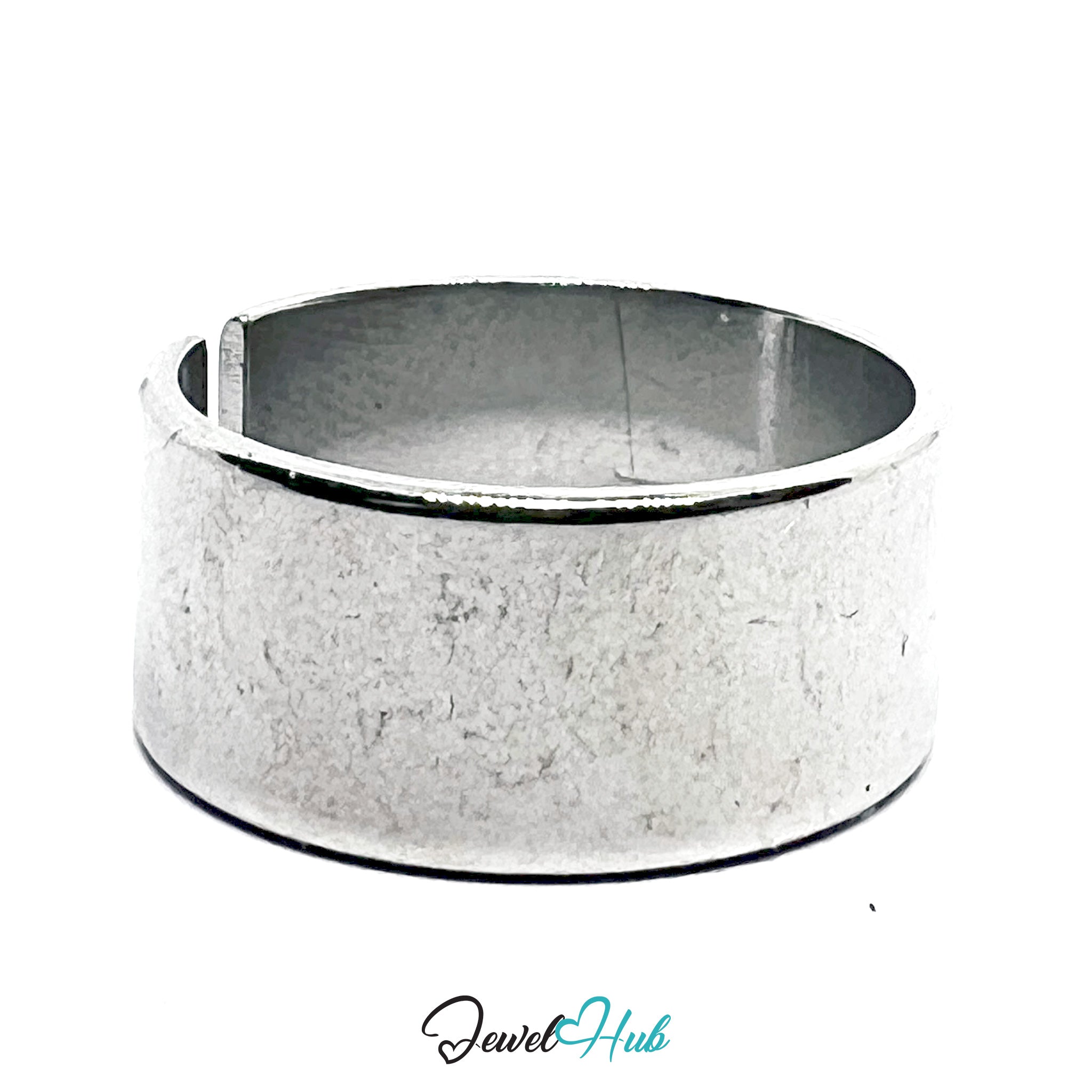 Stainless Steel Silver Wide Band Ring – Minimalist Open-End Design