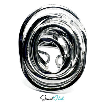 Silver spiral design on a white background with 'Jewel Hub' branding.