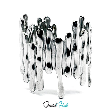 Stainless Steel Silver Drip Sculptural Ring – Abstract Statement Band