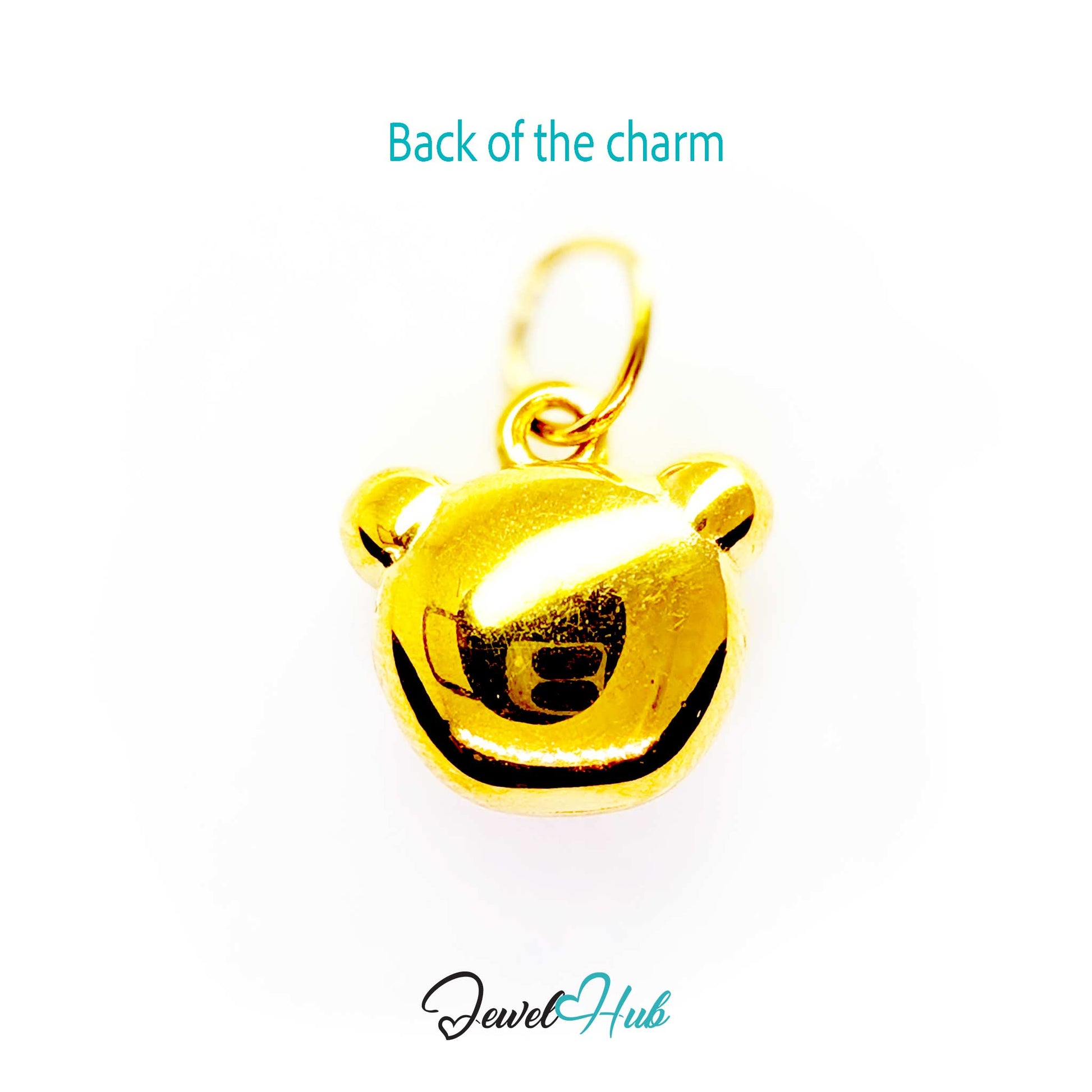 Back of the gold bear head charm - the same smiling face on both sides - JewelHub