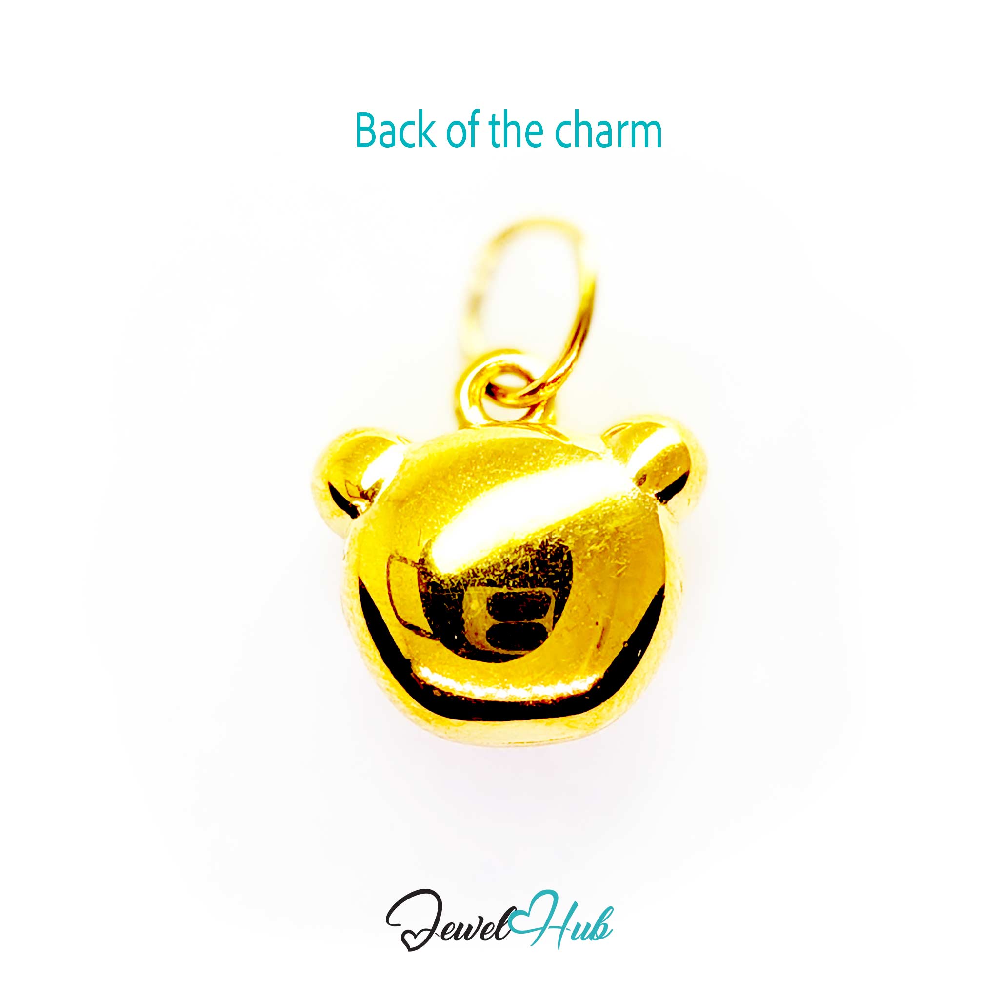 Back of the gold bear head charm - the same smiling face on both sides - JewelHub