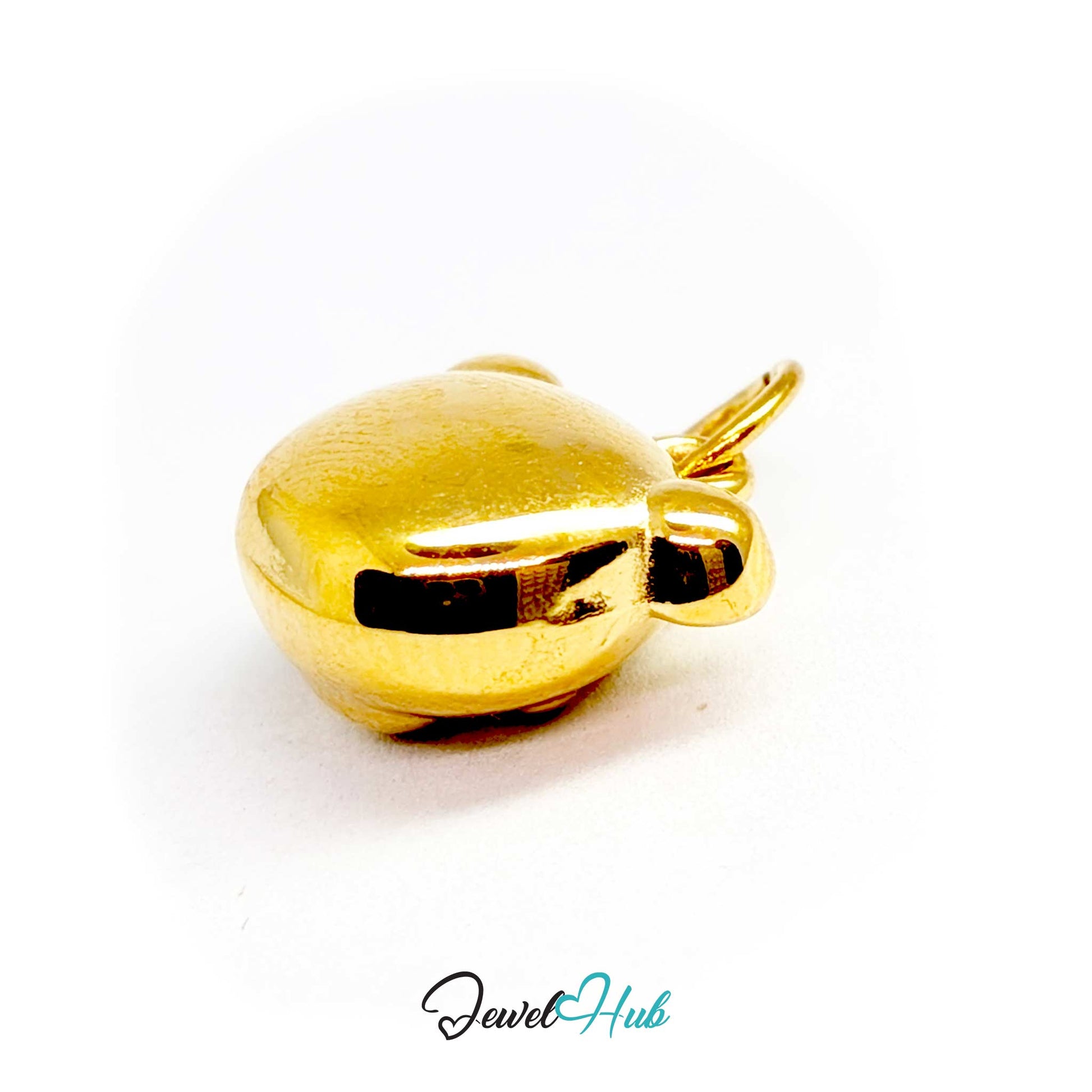 Gold bear head charm angled to show the domed back of the head - JewelHub