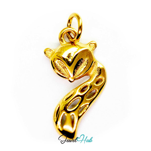 Fox charm in gold stainless steel with a pierced openwork tail and matte face - JewelHub