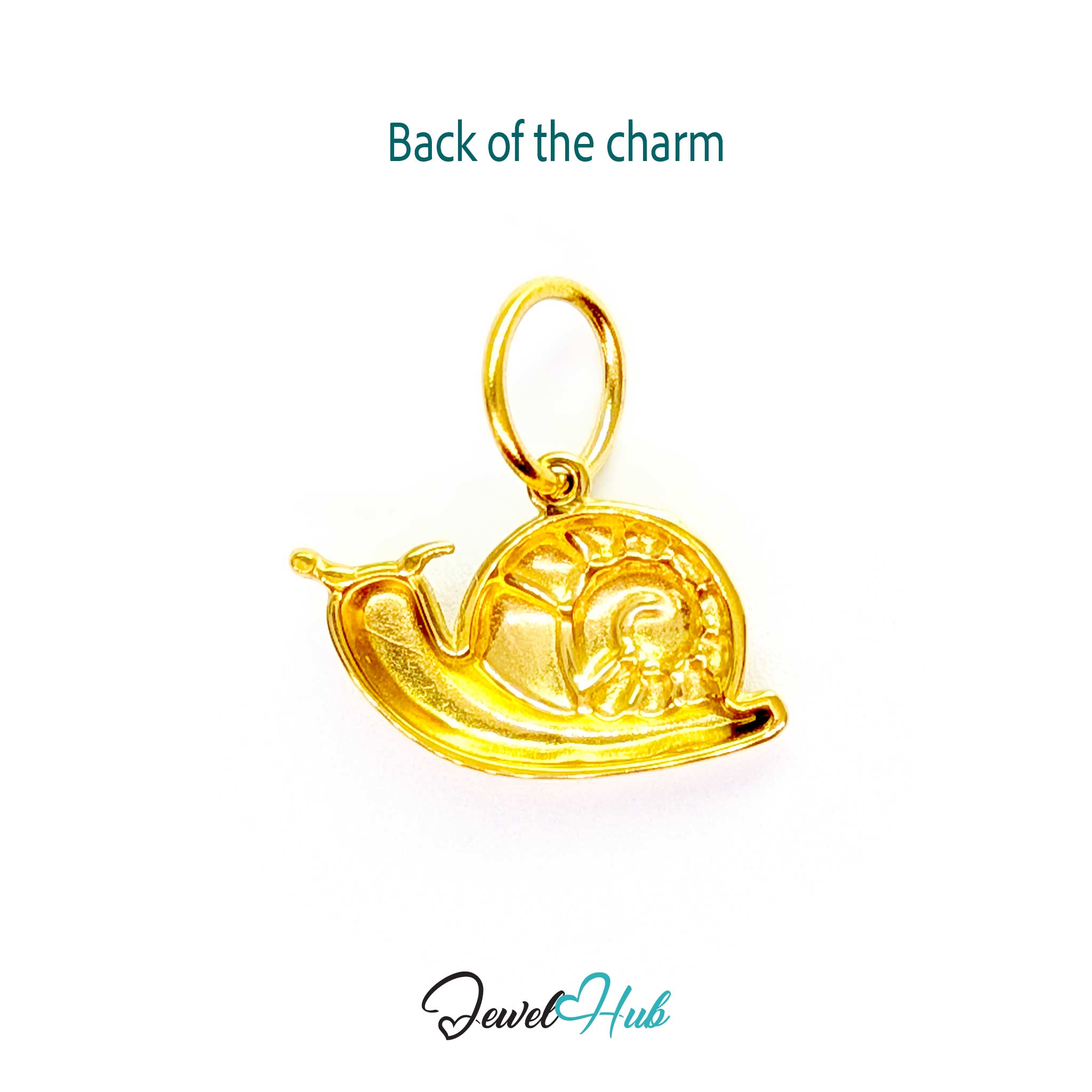 Back of the gold snail charm - the spiral pierced right through both sides - JewelHub