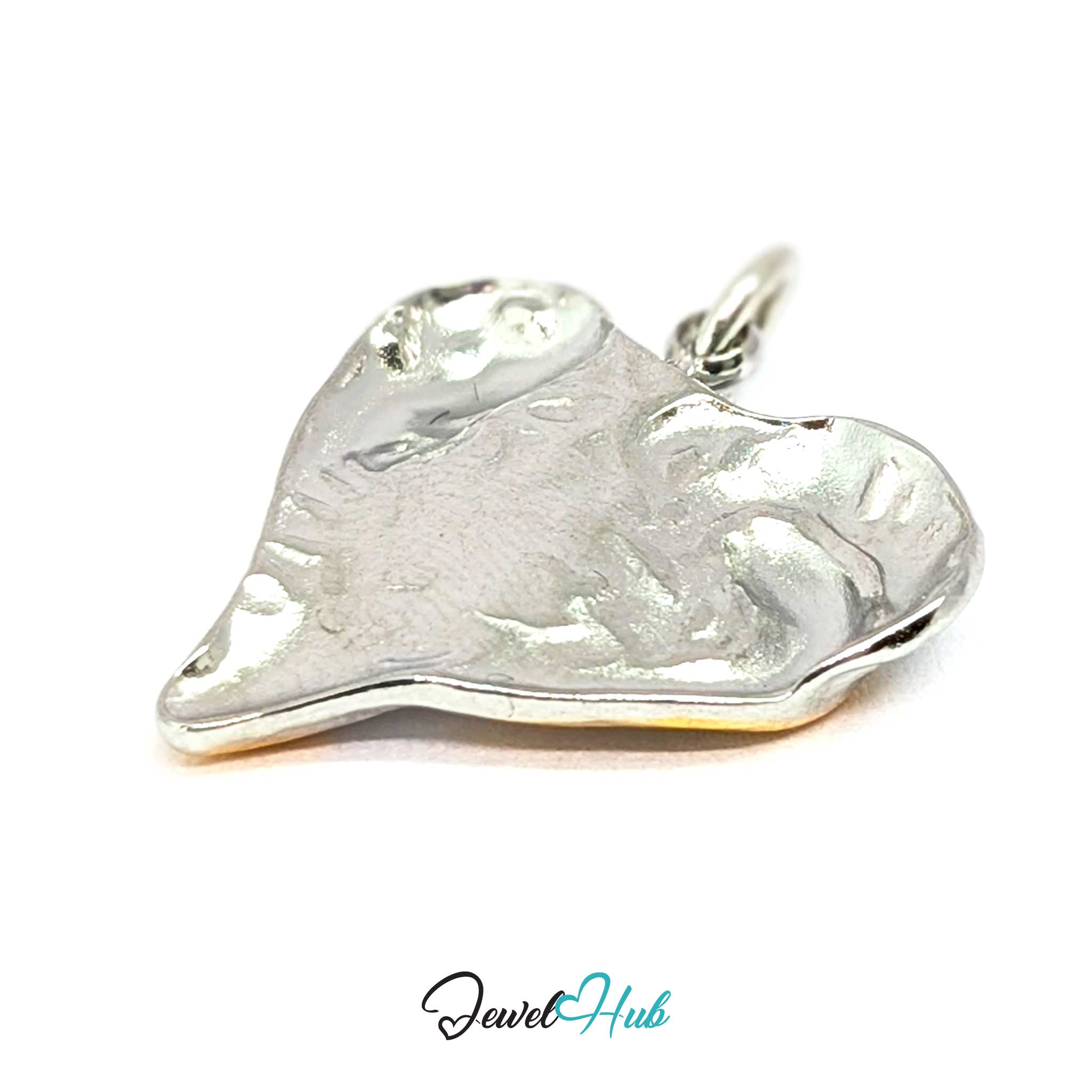 Textured Heart charm, two-tone stainless steel - turned to the textured silver reverse - JewelHub