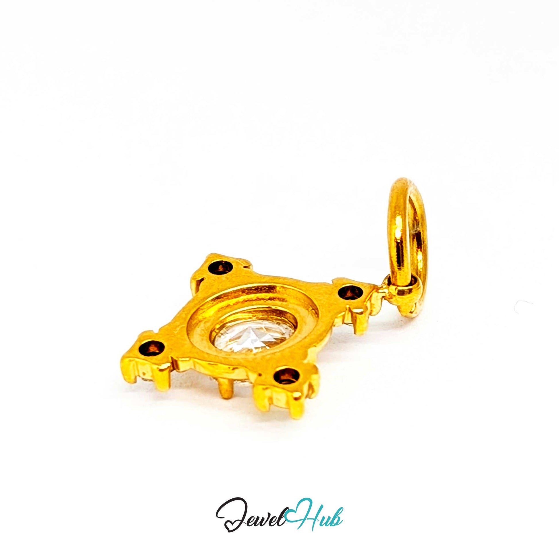 Gem Star charm, gold stainless steel - turned to the open gold frame from behind - JewelHub