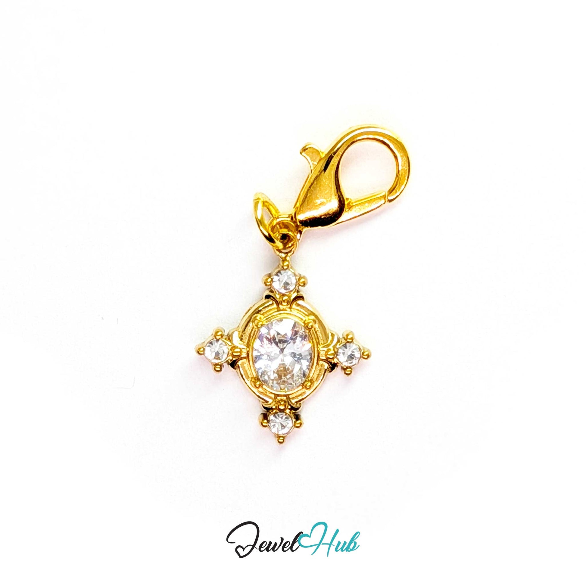 Gem Star charm, gold stainless steel, fitted with a lobster clasp to clip straight on - JewelHub