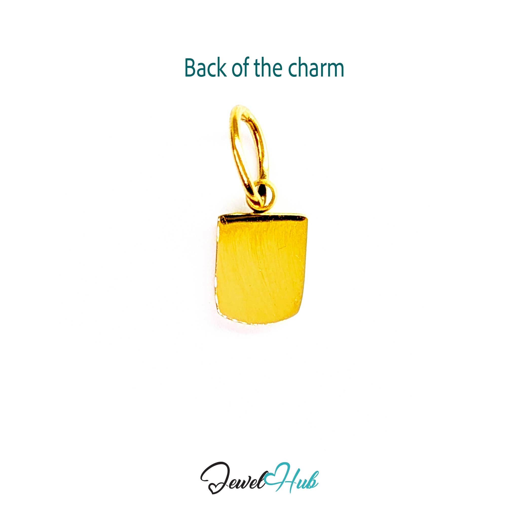 Back of the Mini Star Shield charm, gold stainless steel - plain polished gold - JewelHub