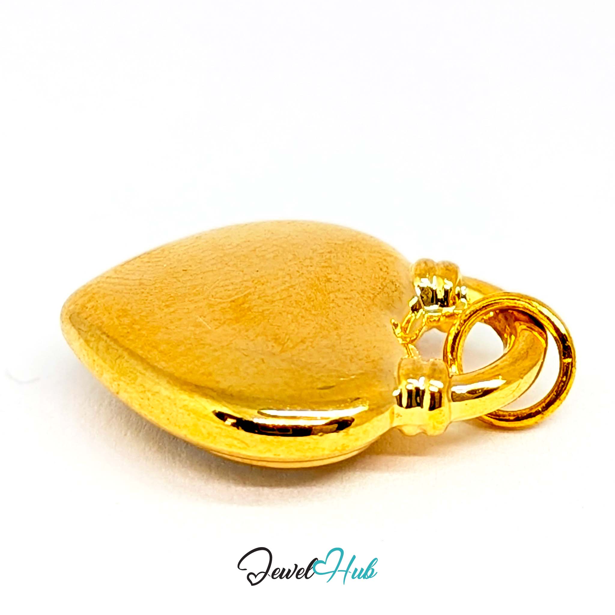 Pave heart padlock charm in gold stainless steel - turned to show depth - JewelHub