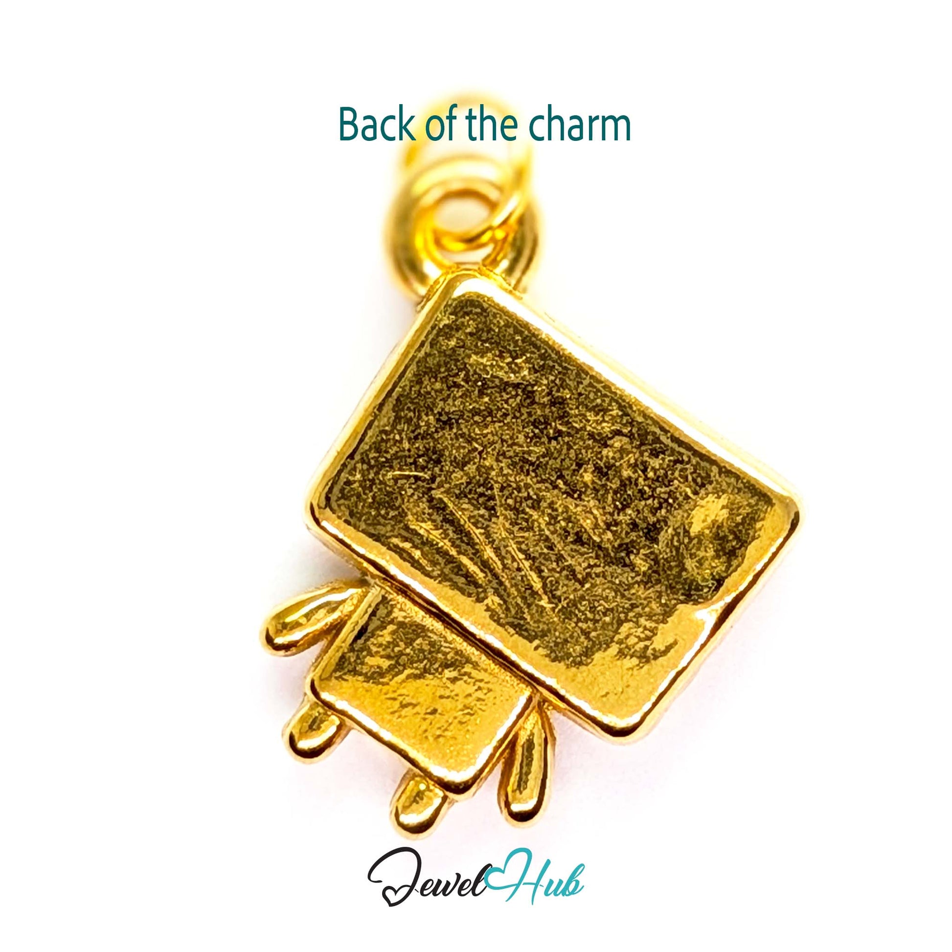 Enamel TV robot charm in gold stainless steel - reverse - JewelHub