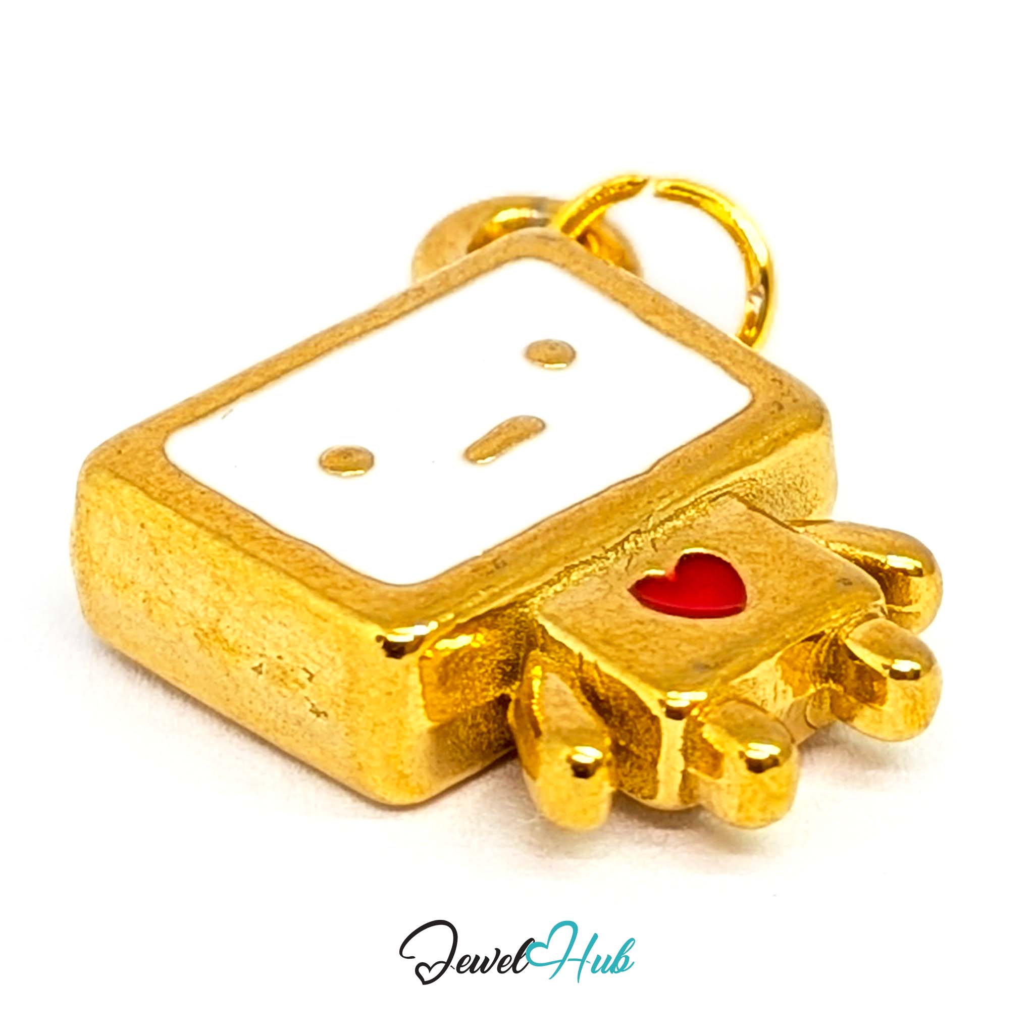 Enamel TV robot charm in gold stainless steel - three-quarter view - JewelHub