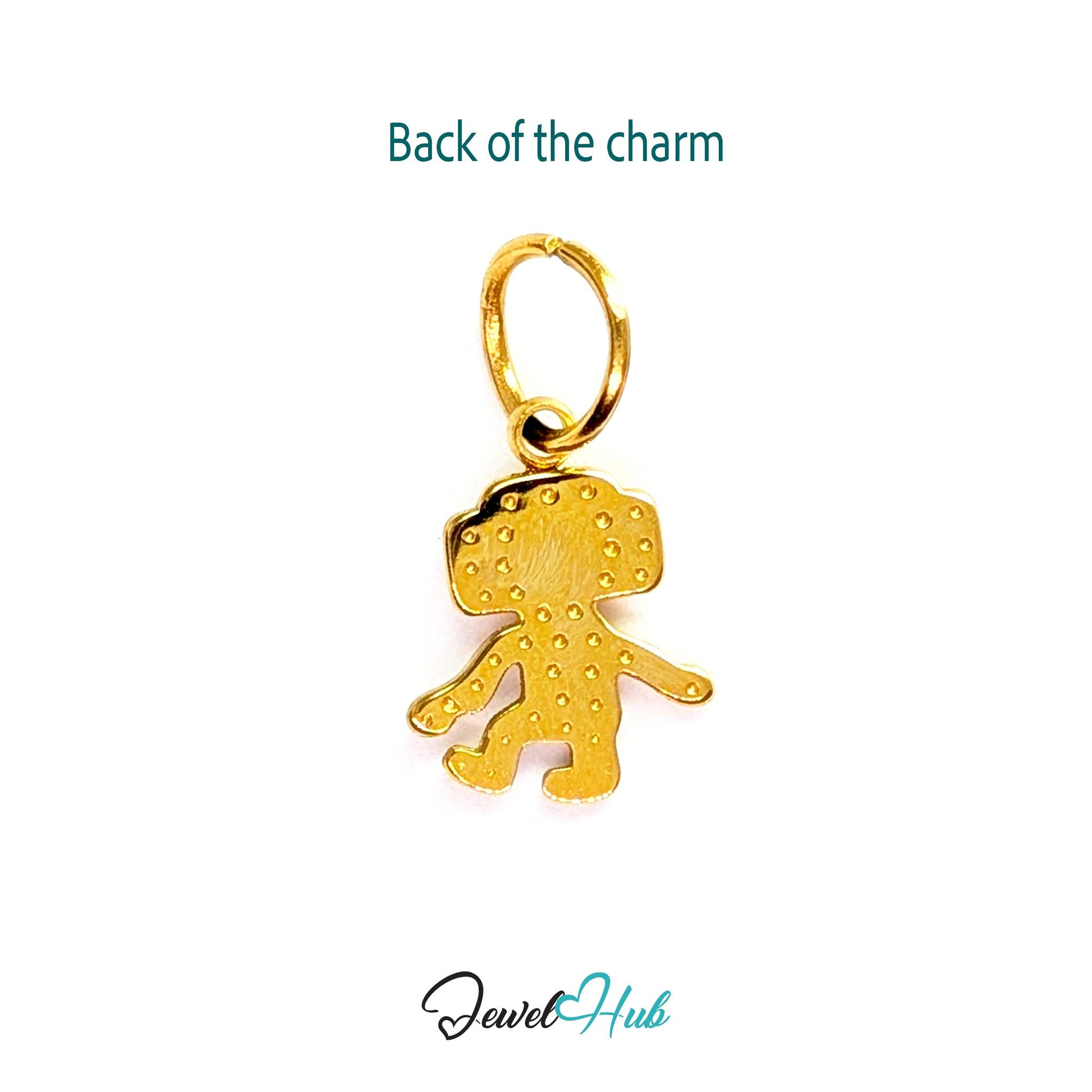 Mini TV robot charm in gold stainless steel - reverse - JewelHub
