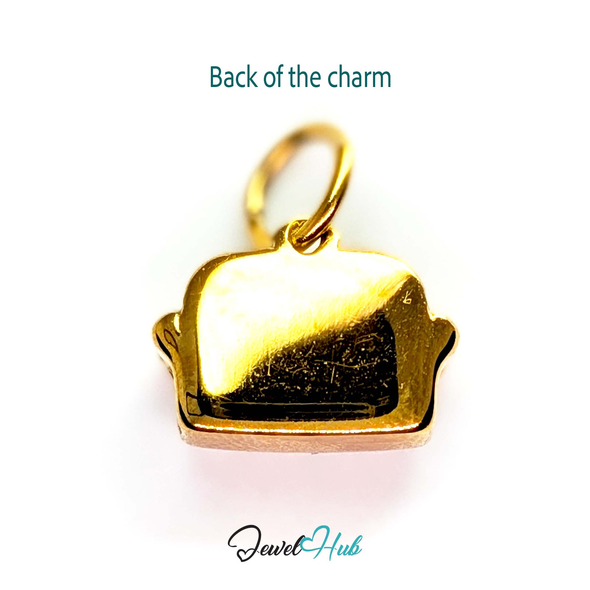 Three-dimensional sofa charm in gold stainless steel - reverse - JewelHub