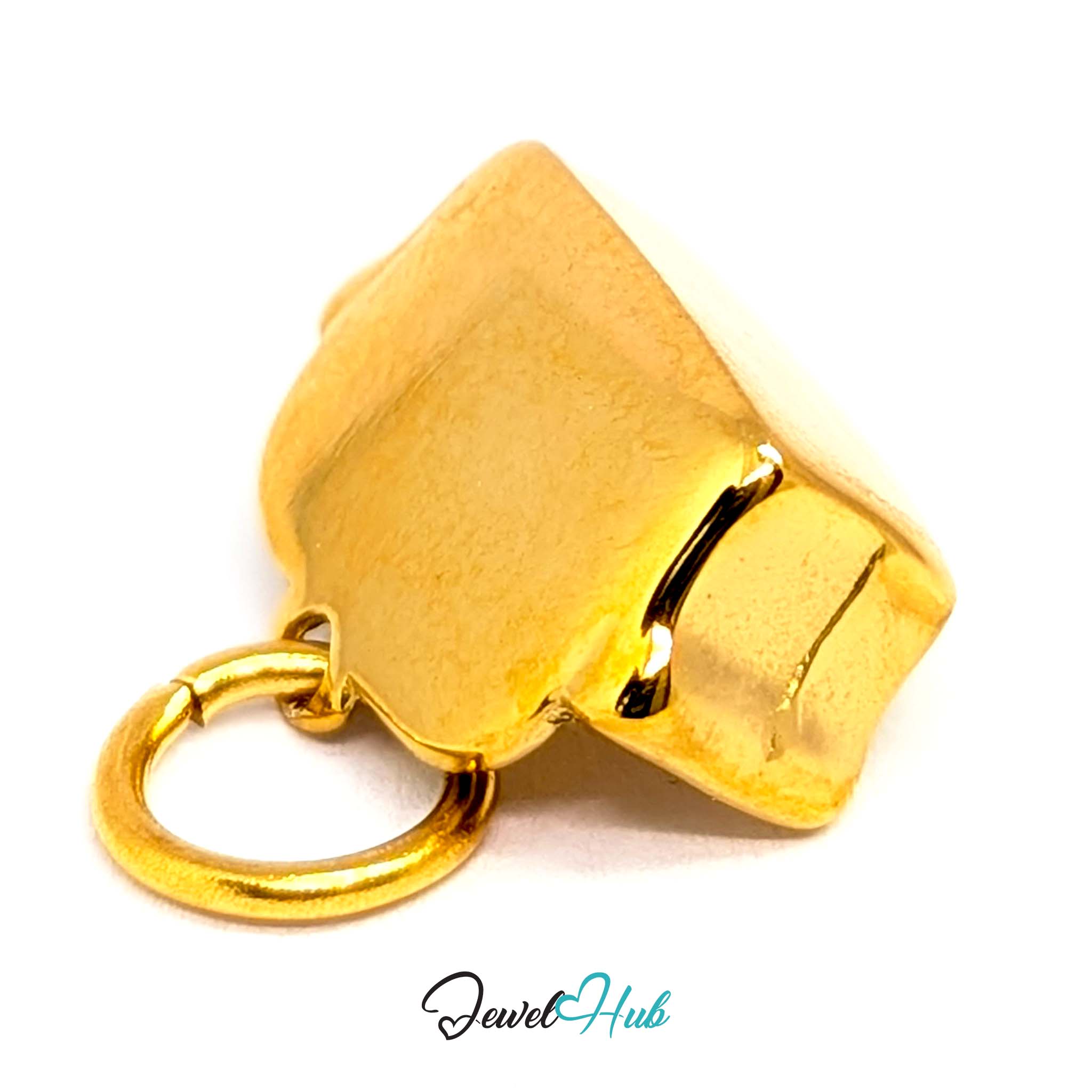 Three-dimensional sofa charm in gold stainless steel - turned to show depth - JewelHub