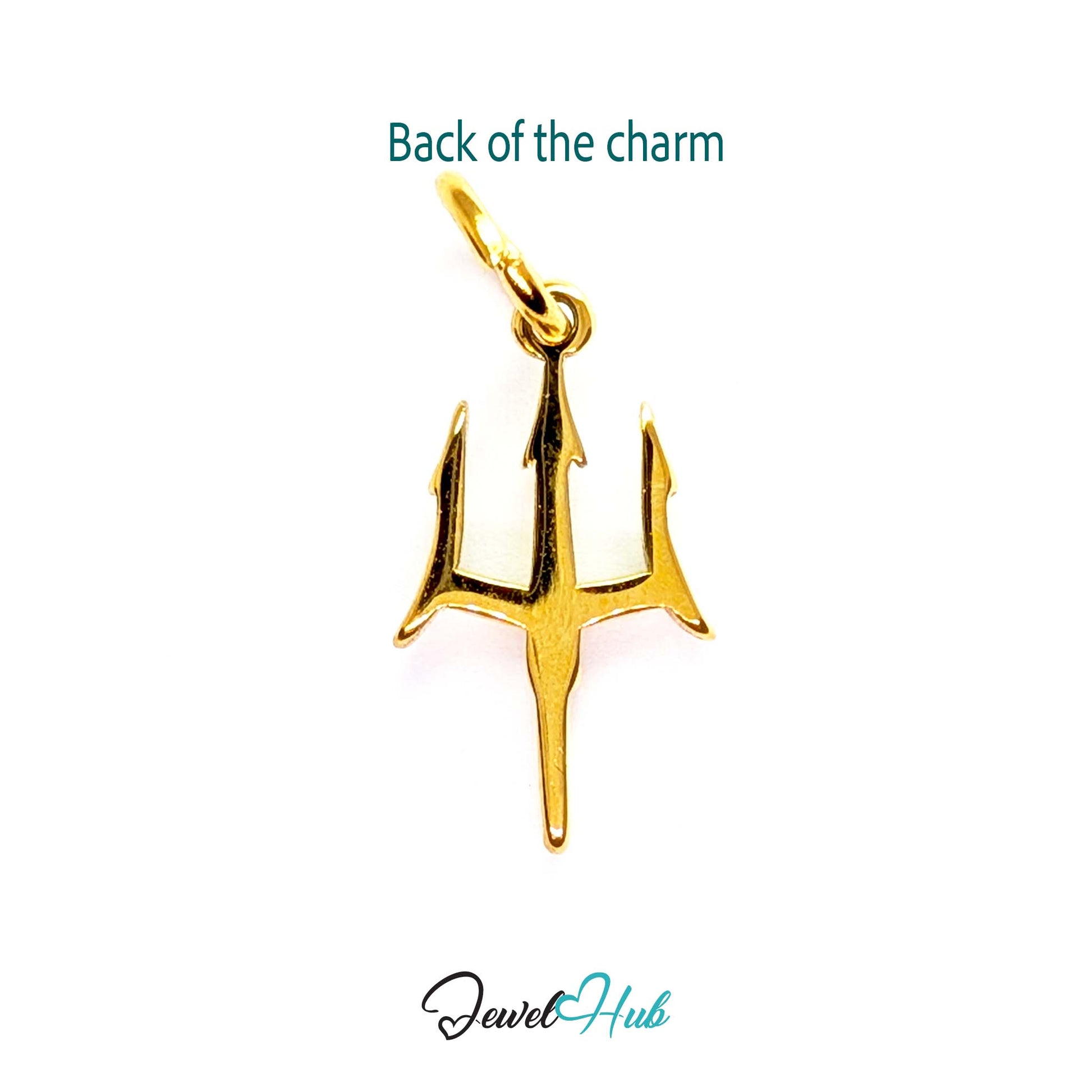 Trident charm in gold stainless steel - reverse - JewelHub