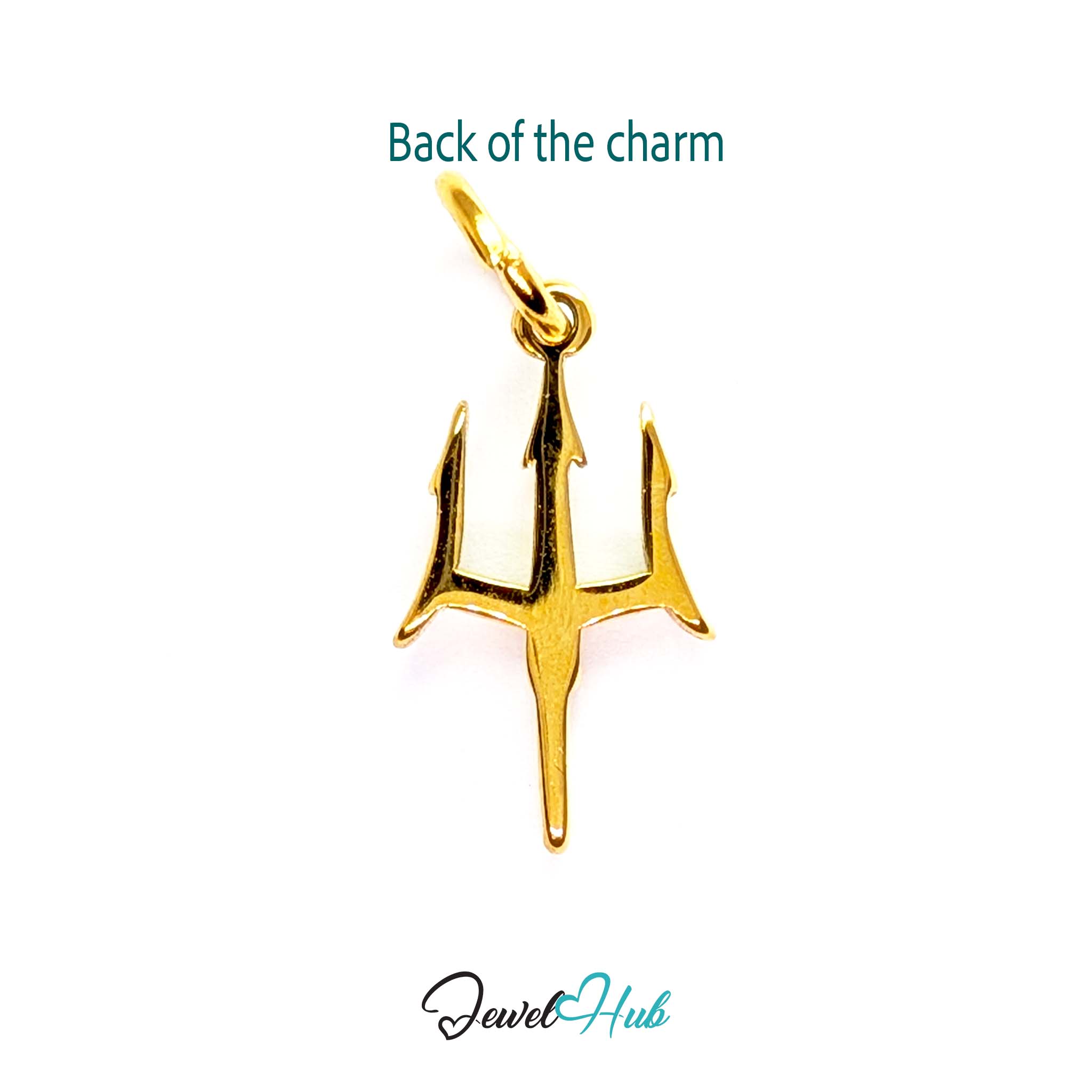 Trident charm in gold stainless steel - reverse - JewelHub