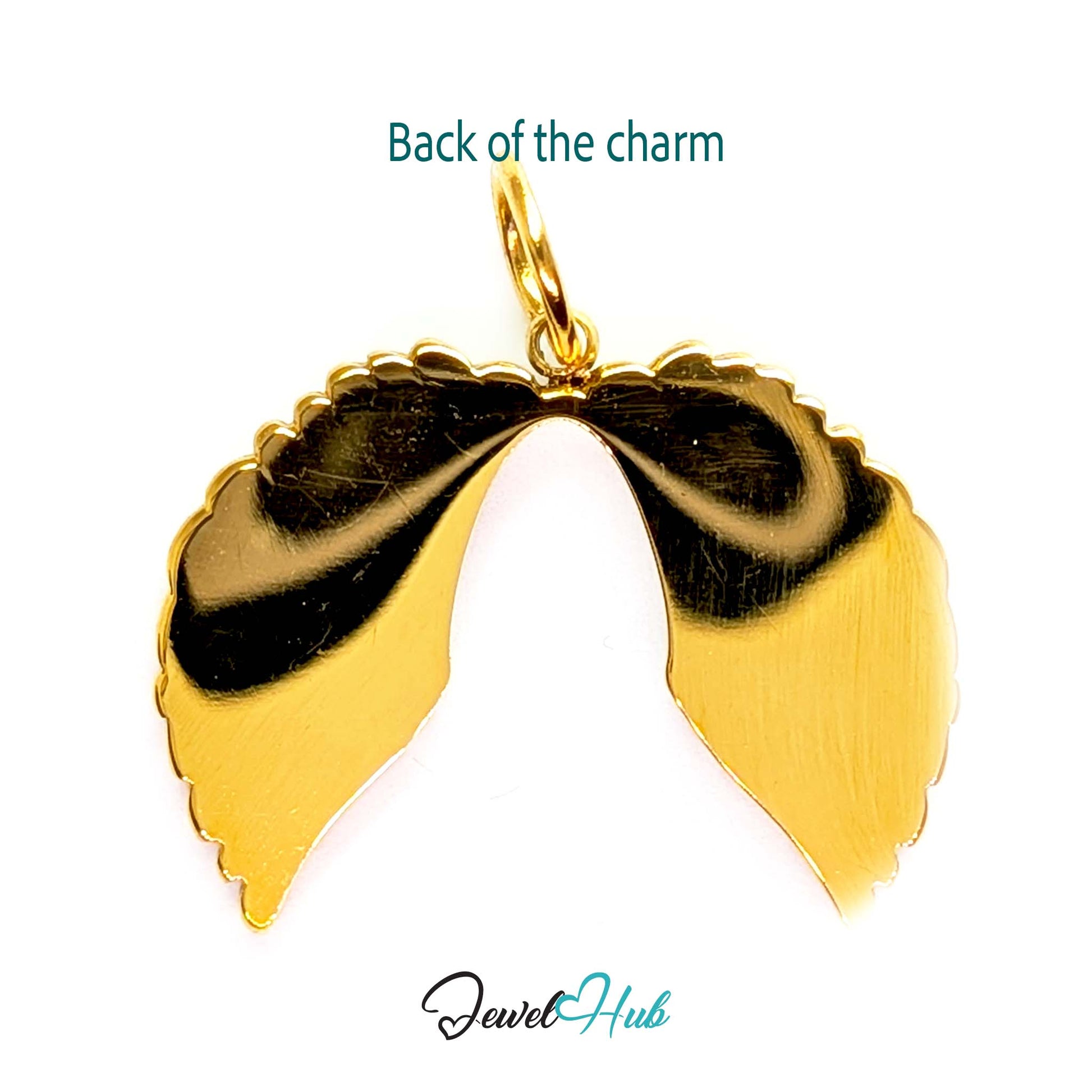 Angel wings charm in gold stainless steel - reverse - JewelHub