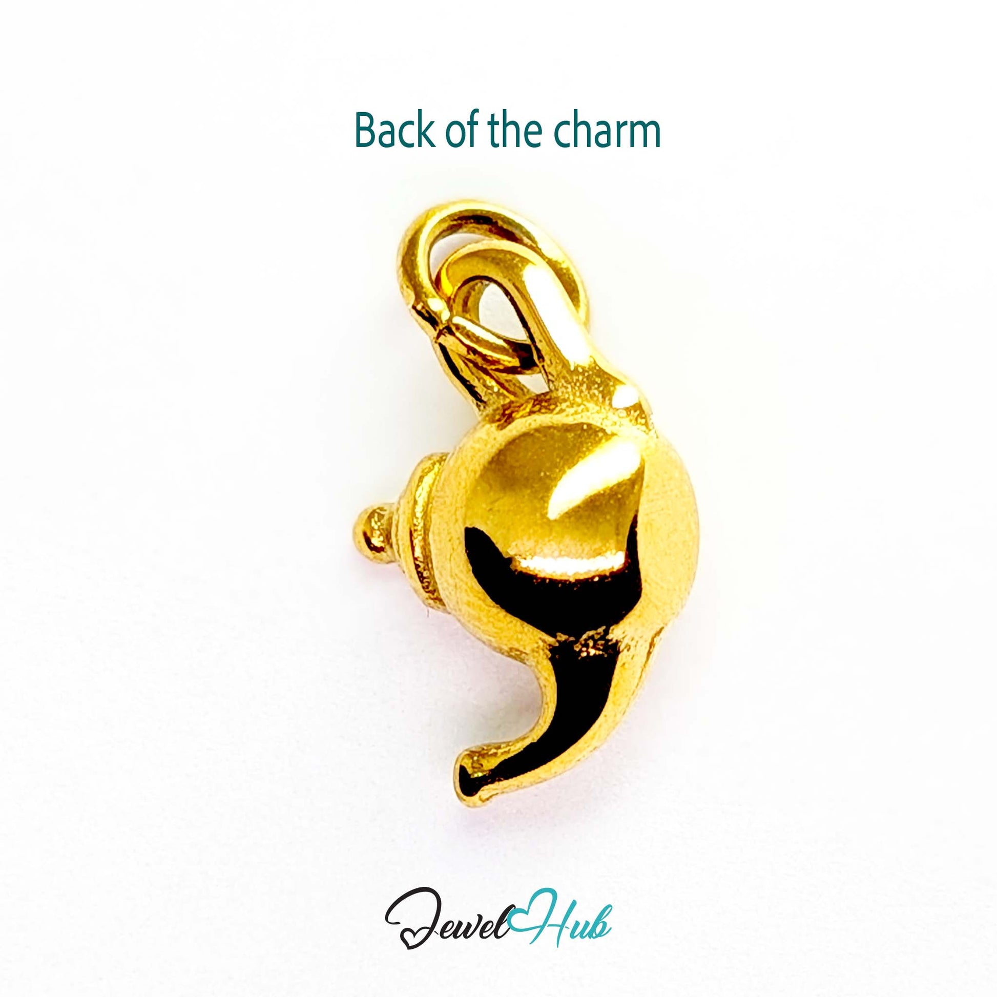Three-dimensional teapot charm in gold stainless steel - reverse - JewelHub