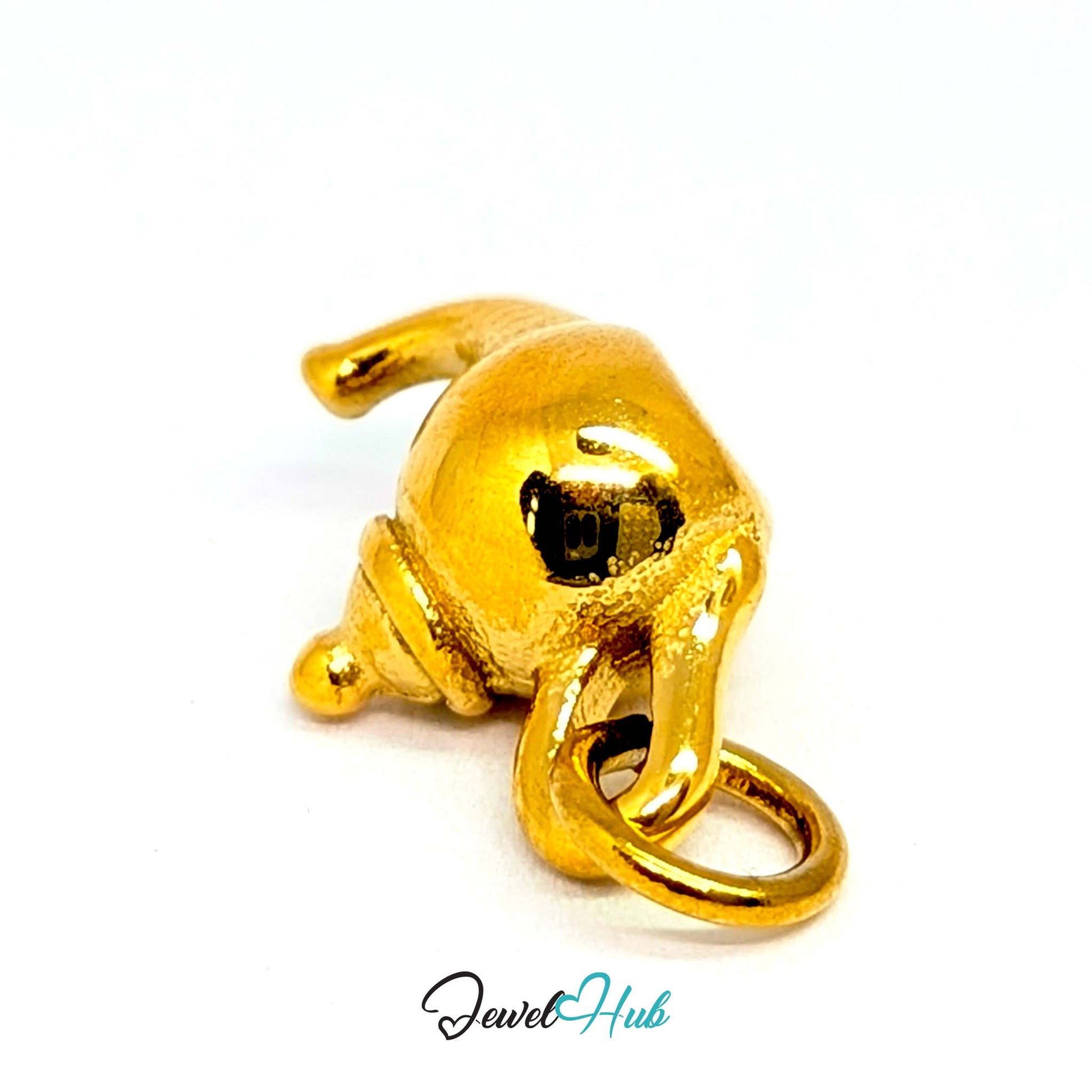 Three-dimensional teapot charm in gold stainless steel - turned to show depth - JewelHub