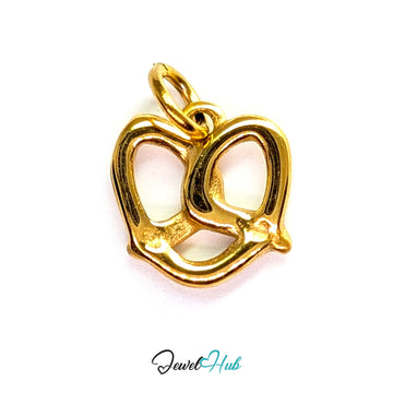 Openwork pretzel charm in gold stainless steel - front view - JewelHub