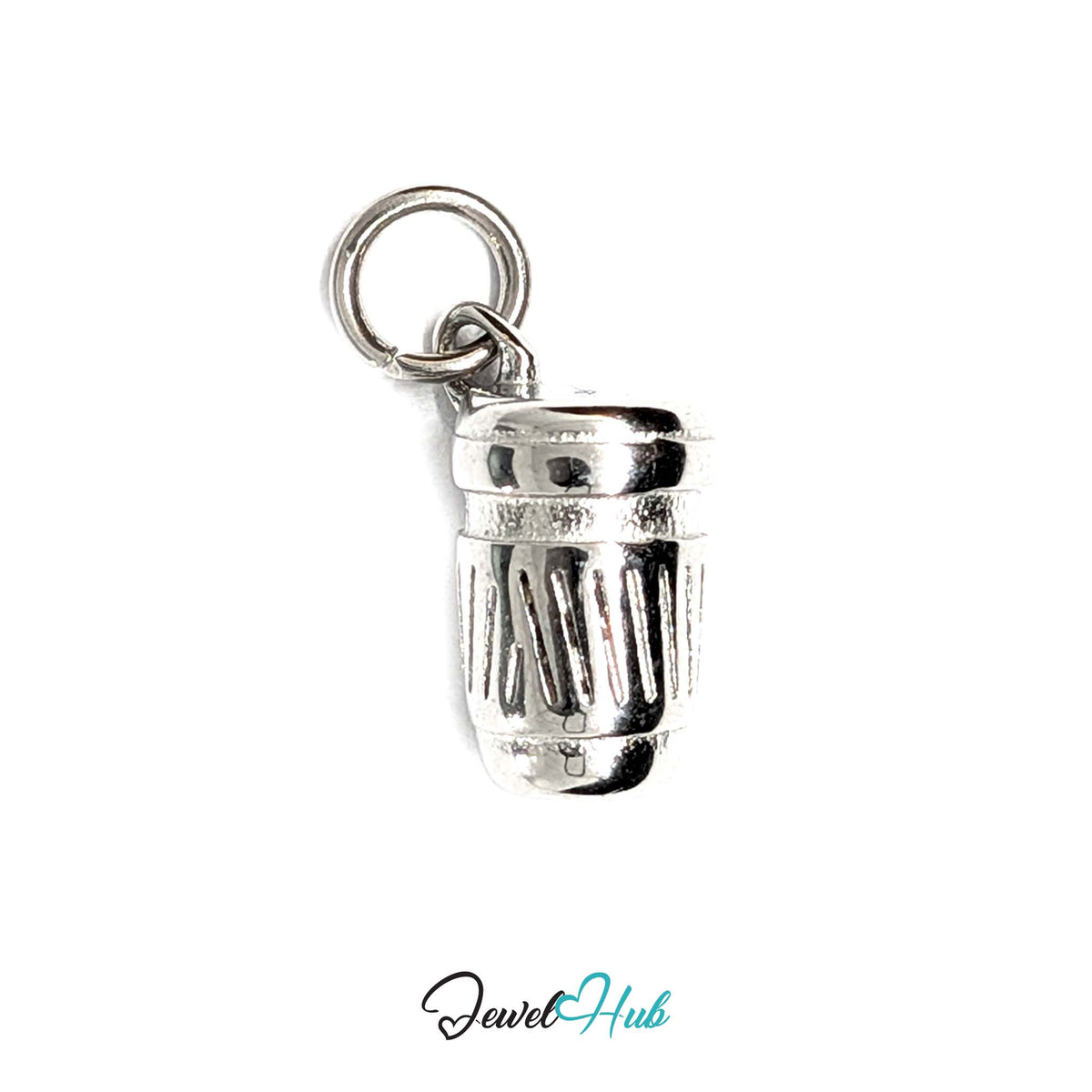 Takeaway coffee cup charm in silver-tone stainless steel - JewelHub