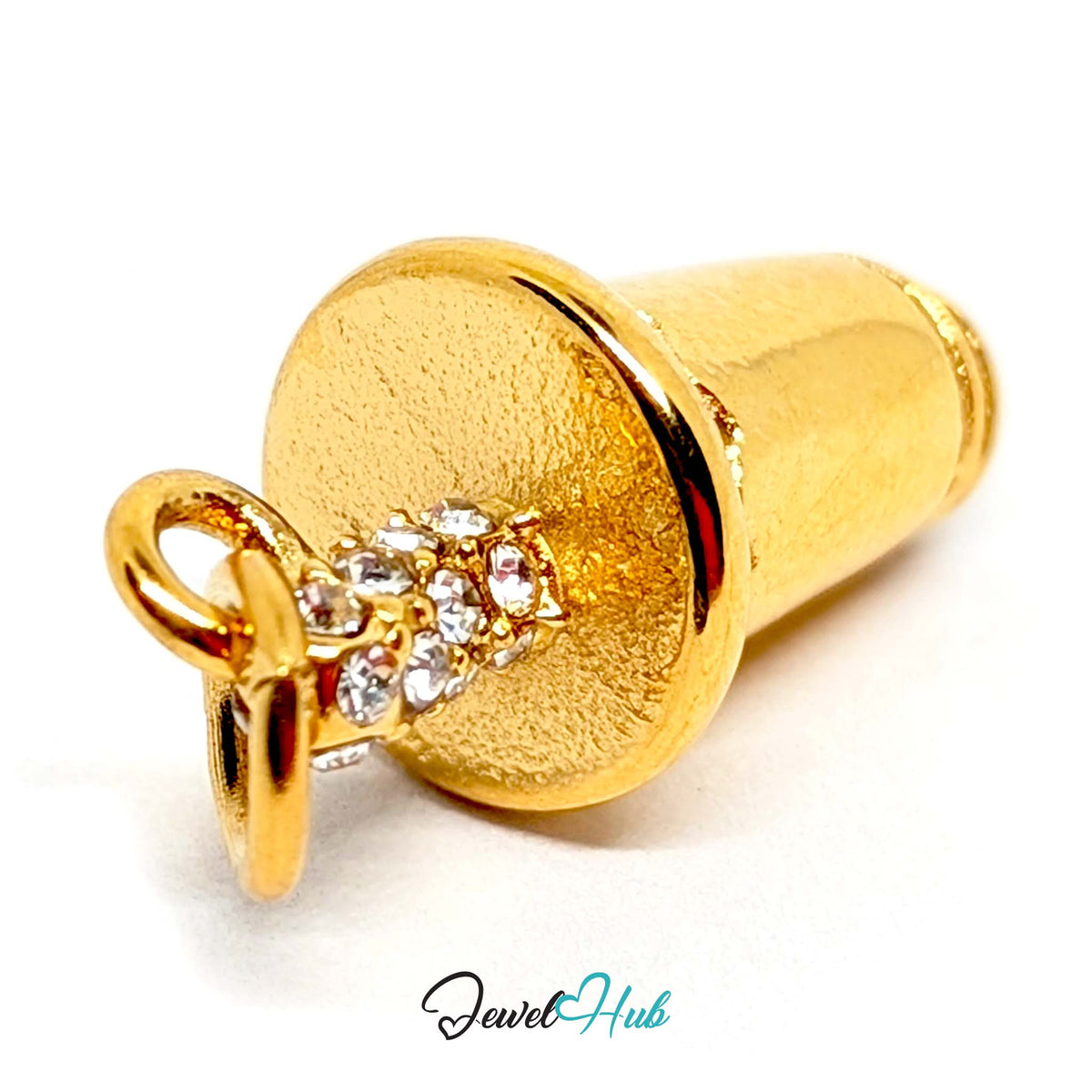 Side view of the gold-tone crystal straw tumbler charm - JewelHub
