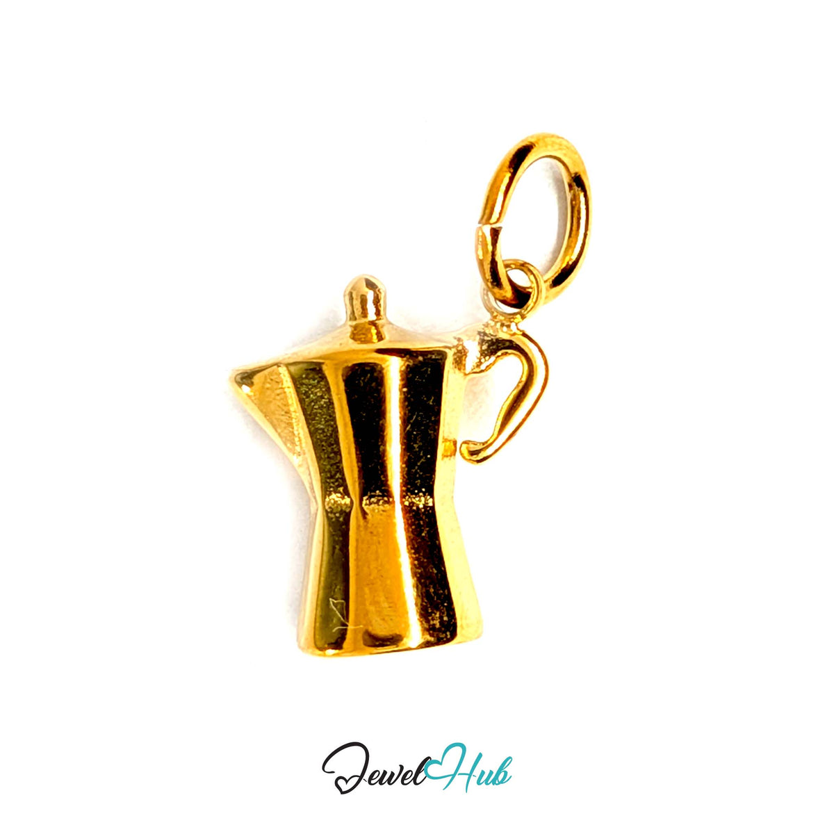 Moka pot charm in gold-tone stainless steel - JewelHub
