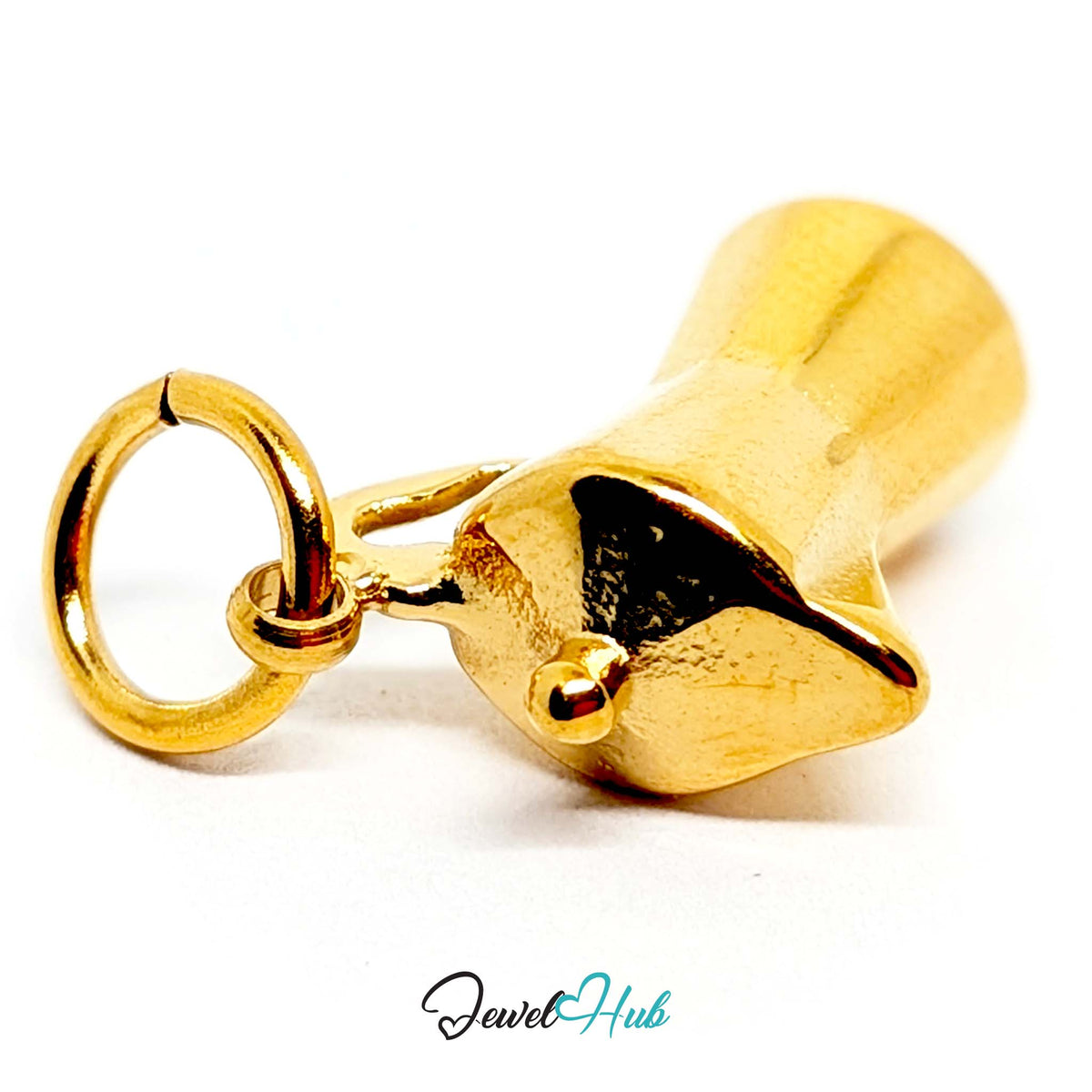 Close-up of the gold-tone moka pot charm detail - JewelHub