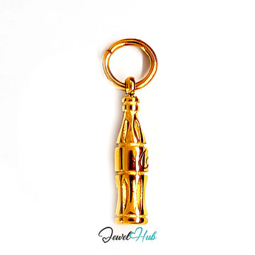 Soda bottle charm in gold-tone stainless steel - JewelHub
