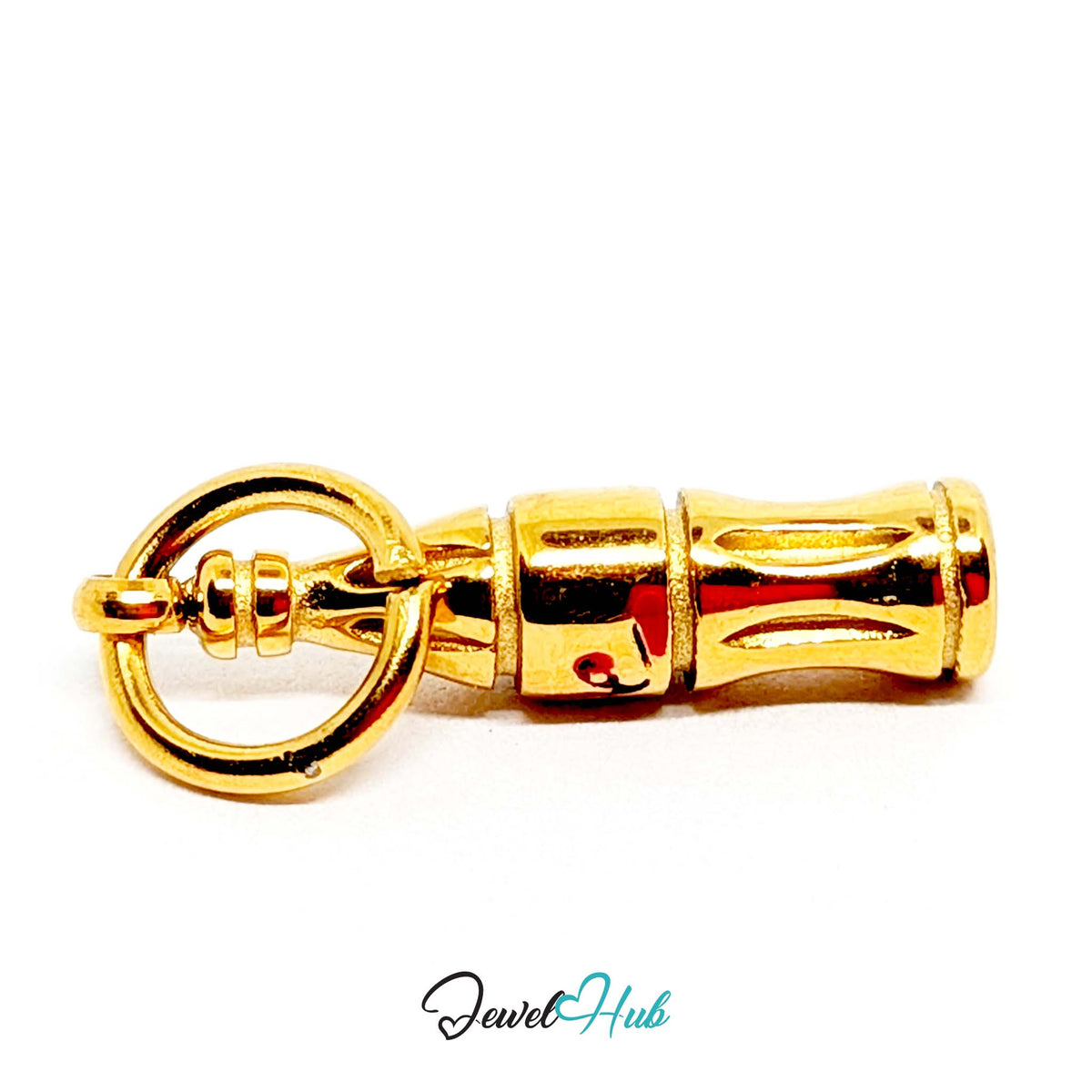 Side view of the gold-tone soda bottle charm - JewelHub