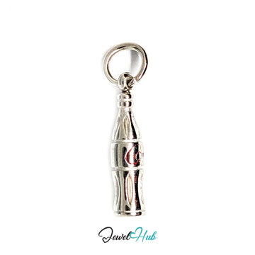 Soda bottle charm in silver-tone stainless steel - JewelHub