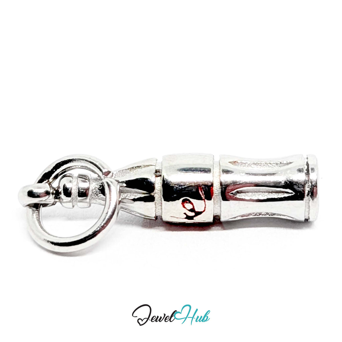 Side view of the silver-tone soda bottle charm - JewelHub