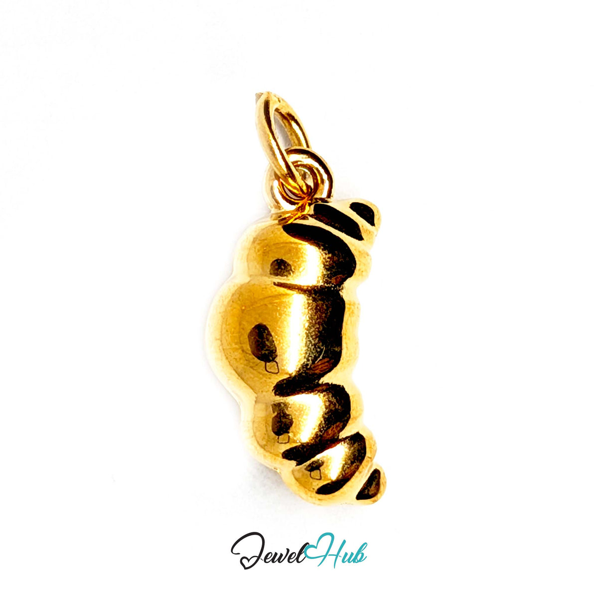 Chunky croissant charm in gold-tone stainless steel - JewelHub