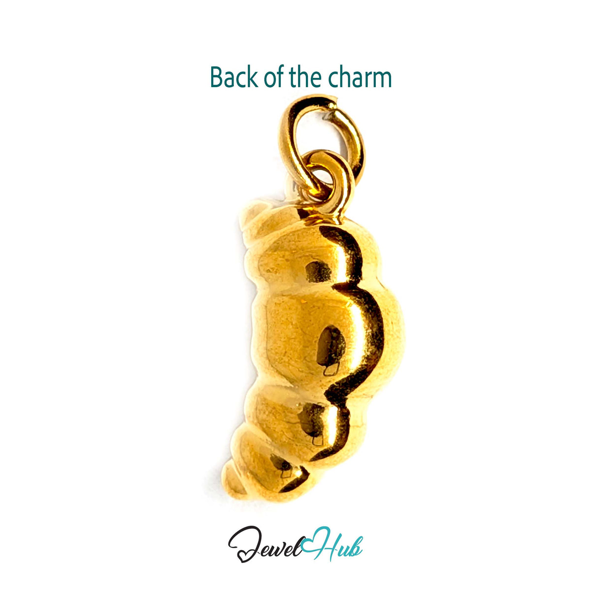 Back of the gold-tone chunky croissant charm showing the sculpted reverse - JewelHub