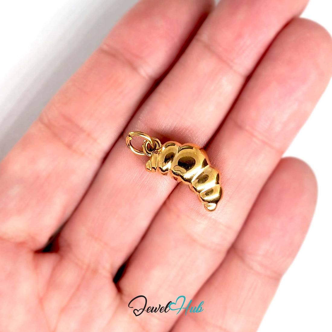 Chunky croissant charm in gold-tone stainless steel - JewelHub