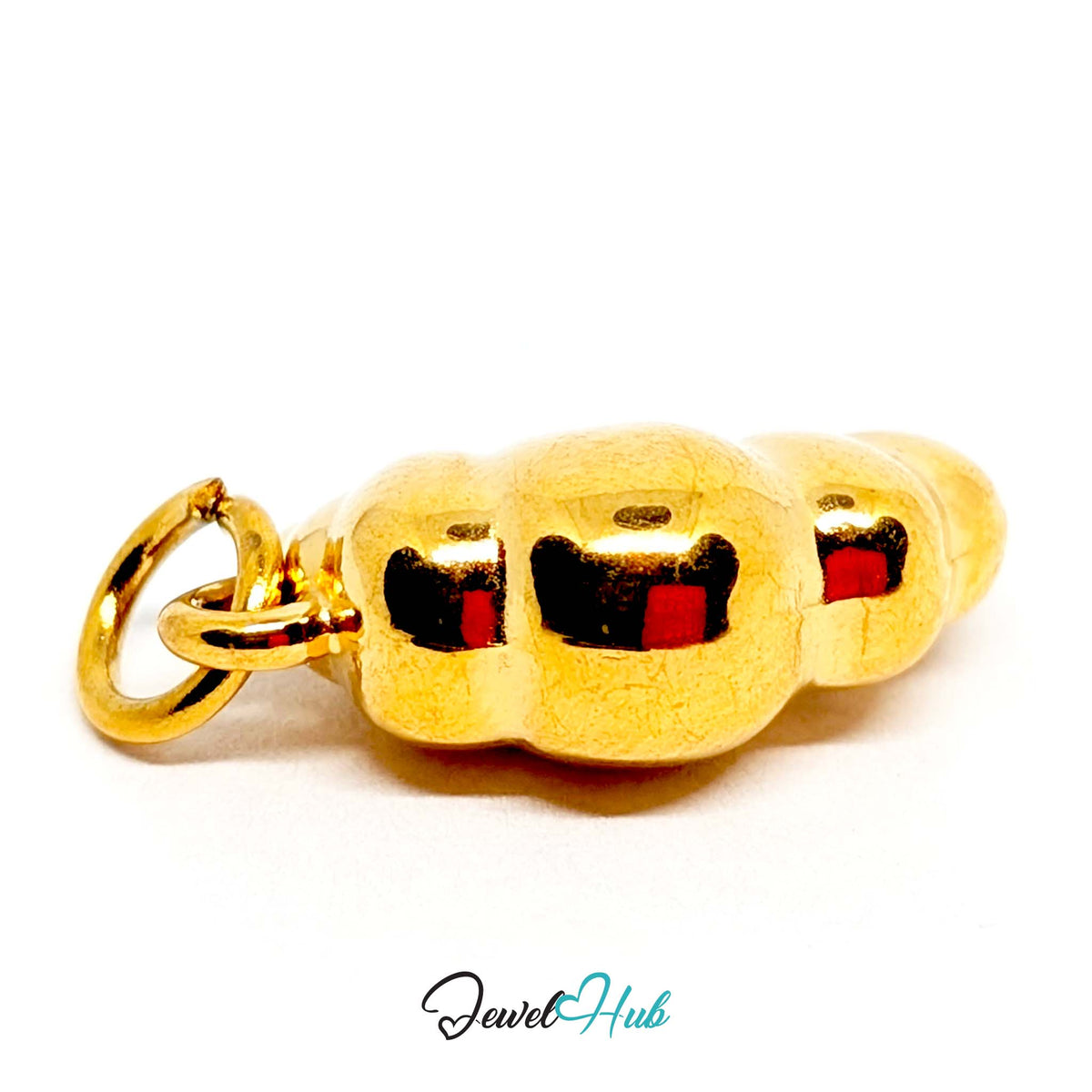 Side view of the gold-tone chunky croissant charm - JewelHub
