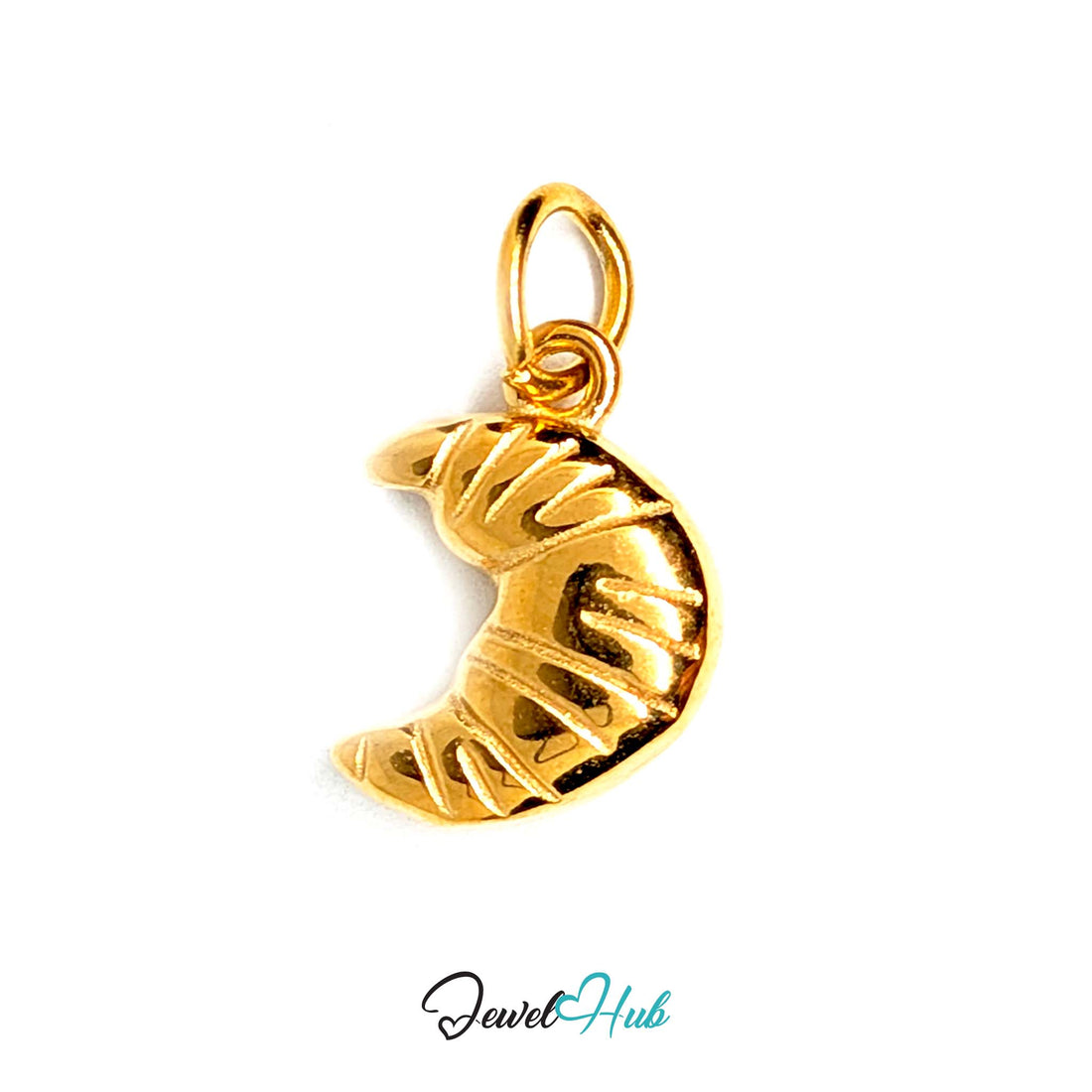 Curved croissant charm in gold-tone stainless steel - JewelHub