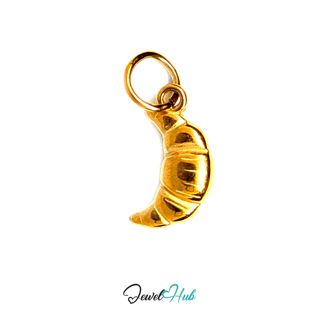 Mini croissant charm in gold-tone stainless steel - JewelHub