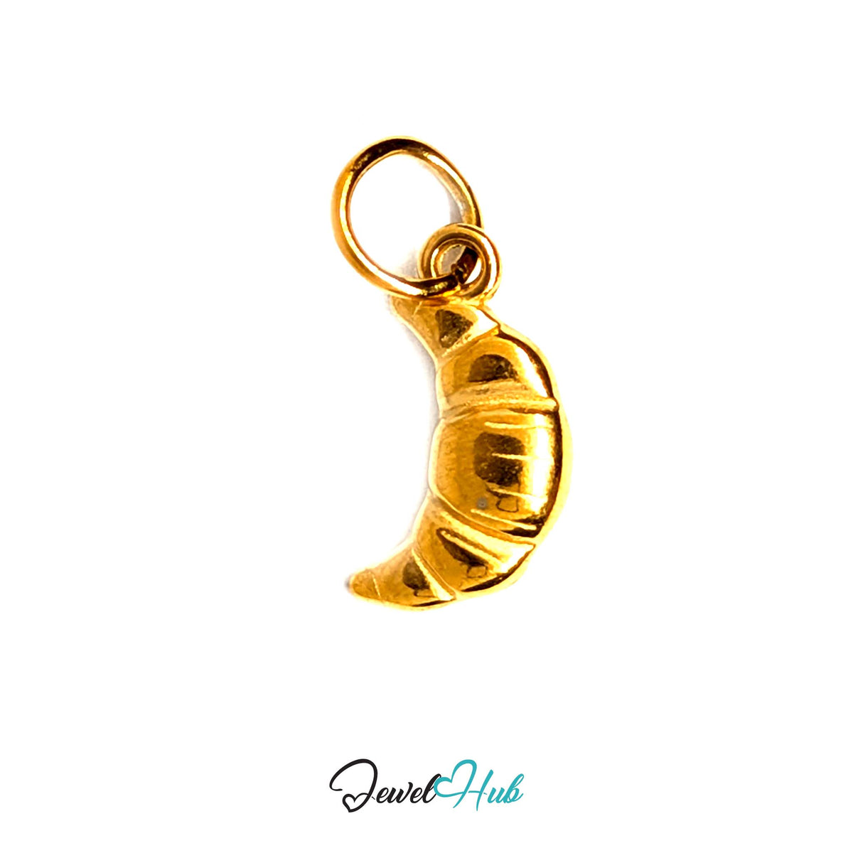 Mini croissant charm in gold-tone stainless steel - JewelHub