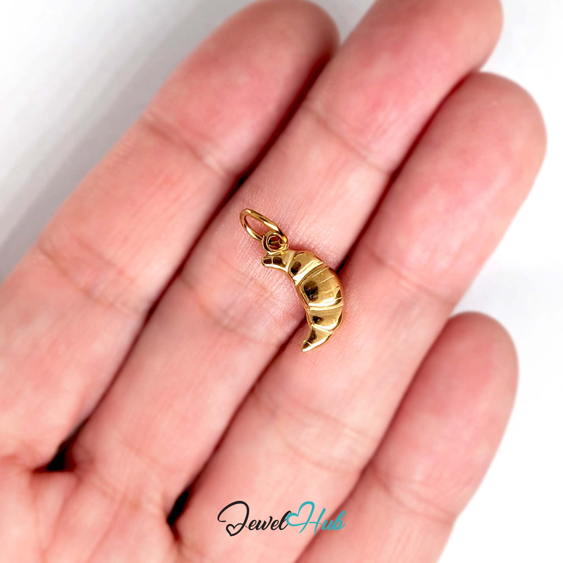 Mini croissant charm in gold-tone stainless steel - JewelHub