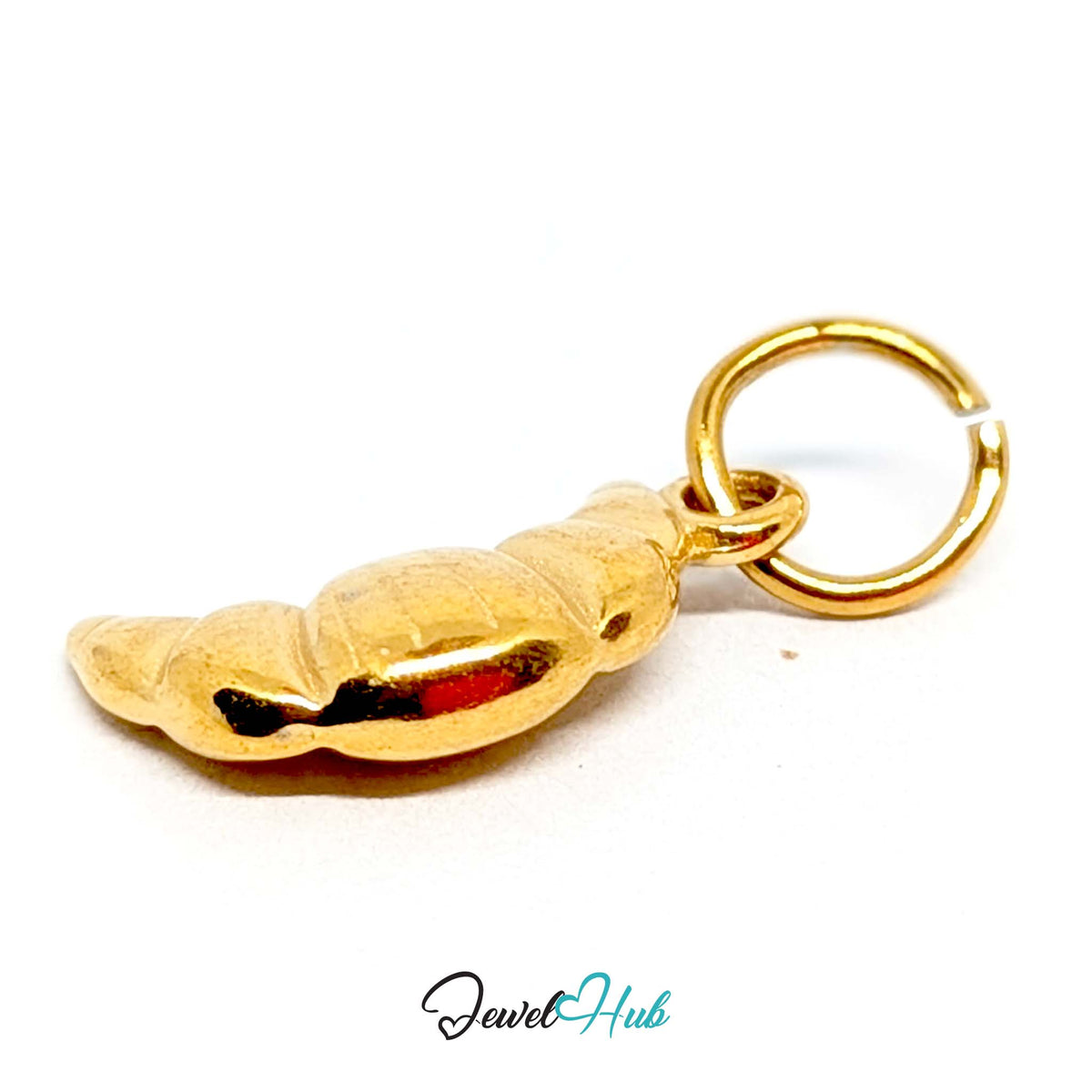 Side view of the gold-tone mini croissant charm - JewelHub