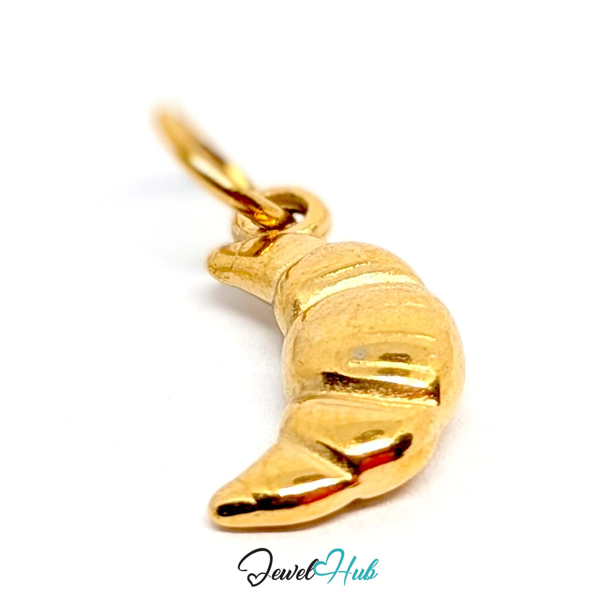 Close-up of the gold-tone mini croissant charm detail - JewelHub