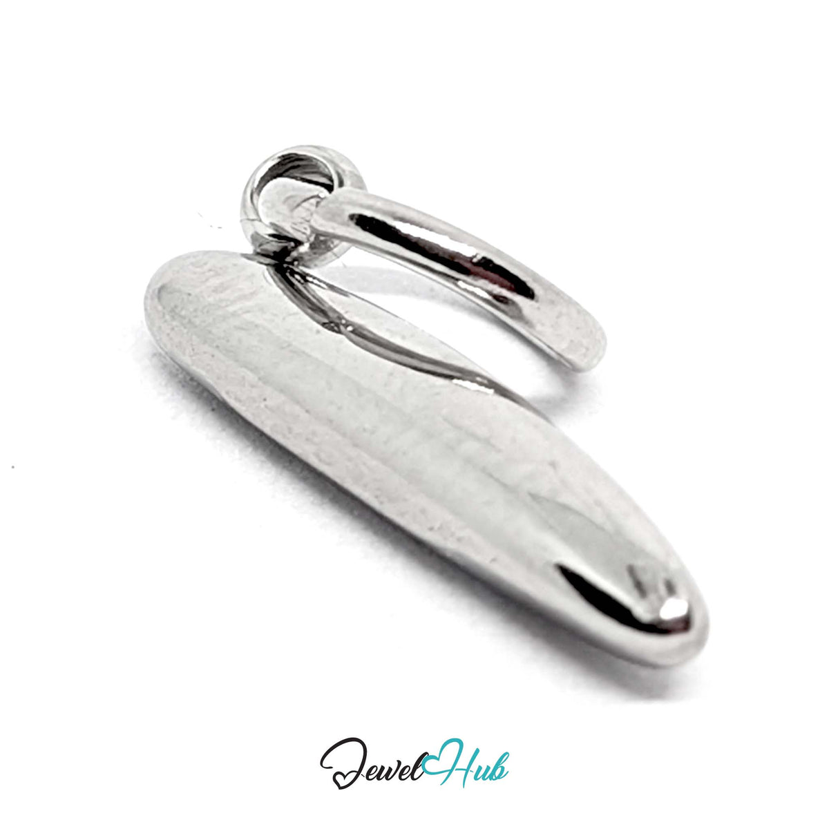 Side view of the silver-tone crystal baguette charm - JewelHub