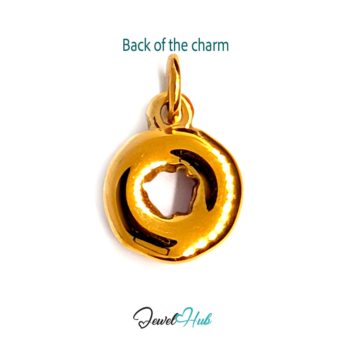 Back of the gold-tone pink sprinkle donut charm showing the sculpted reverse - JewelHub