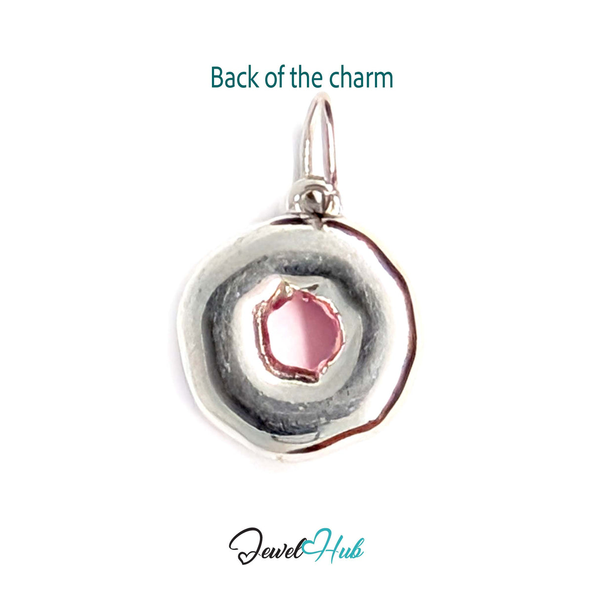 Back of the silver-tone pink sprinkle donut charm showing the sculpted reverse - JewelHub