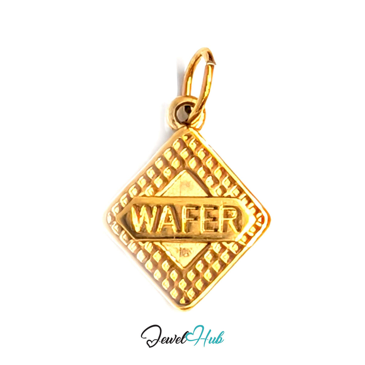 Wafer biscuit charm in gold-tone stainless steel - JewelHub