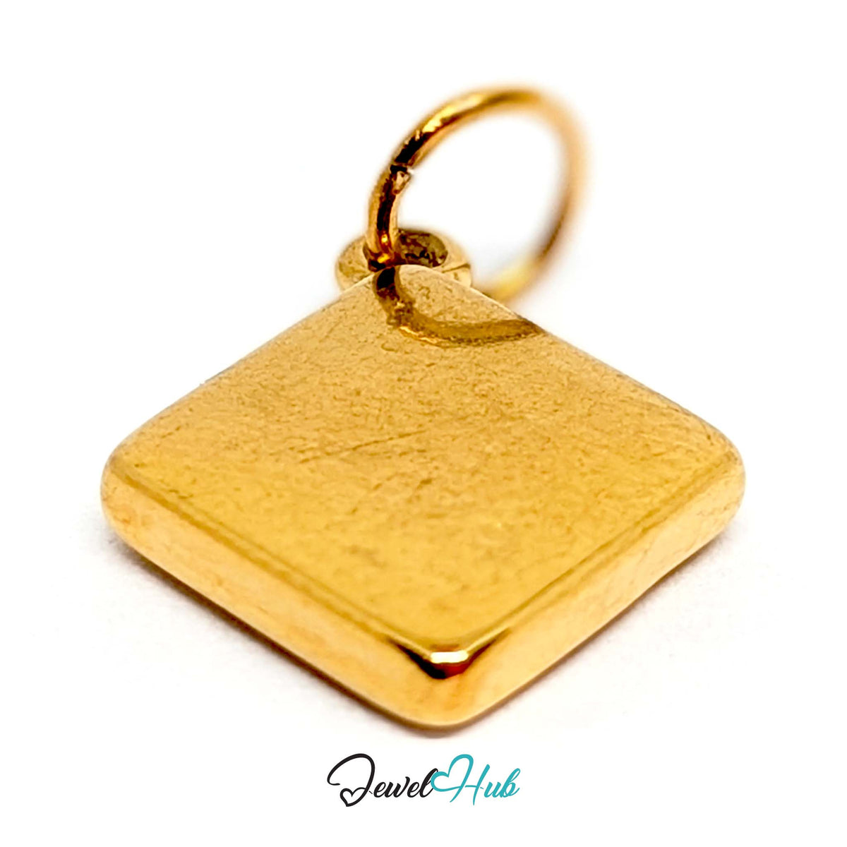 Side view of the gold-tone wafer biscuit charm - JewelHub