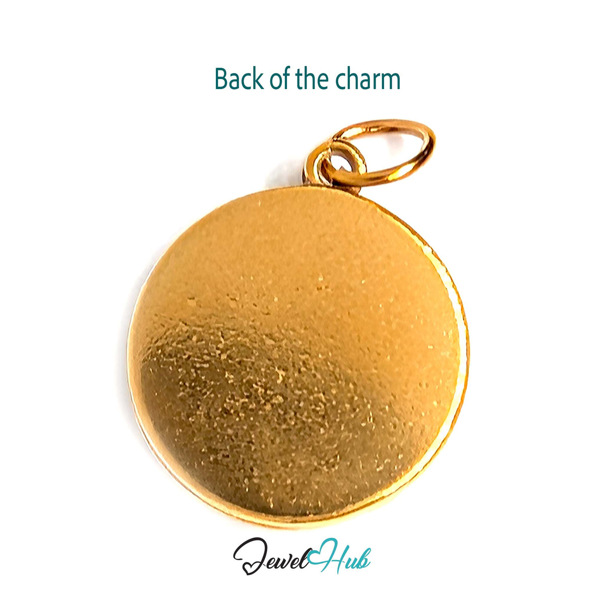Back of the gold-tone cookies and cream waffle charm showing the sculpted reverse - JewelHub